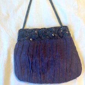 Silk Small Purple Handbag with chain